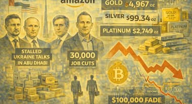 Resumo da noite: Bitcoin cai abaixo de $90 mil, demissões na Amazon aumentam, ouro em recordes