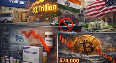 Evening digest: Walmart's $1T mark, Novo's weak outlook, Bitcoin slips below $74K