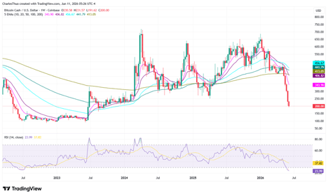 Weekly BCH price chart