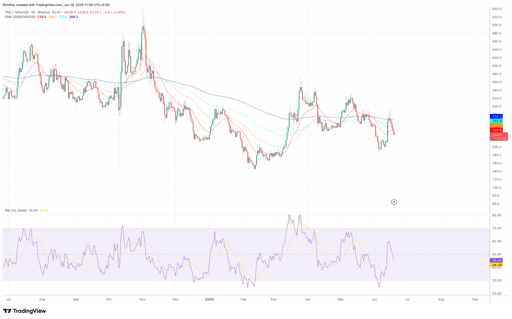 TAO/USDT 1-day price chart.
