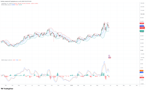 HYPE/USD 1 günlük fiyat grafiği.