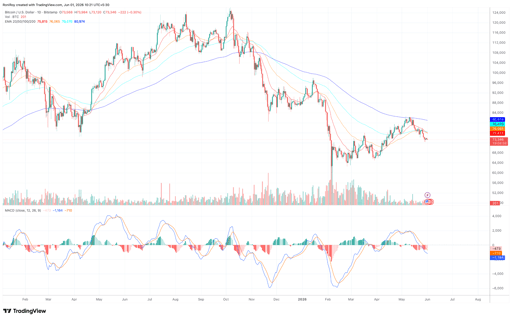 BTC/USD 1-day price chart.