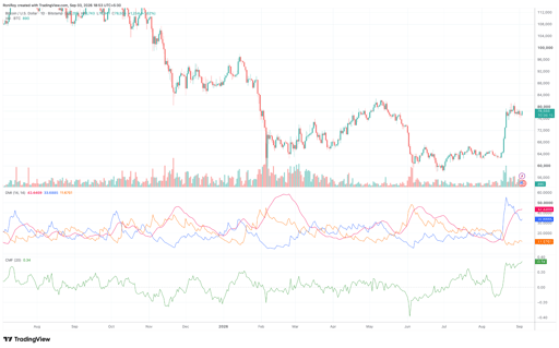 BTC/USD 1‑Tages‑Preischart. Quelle: TradingView.
