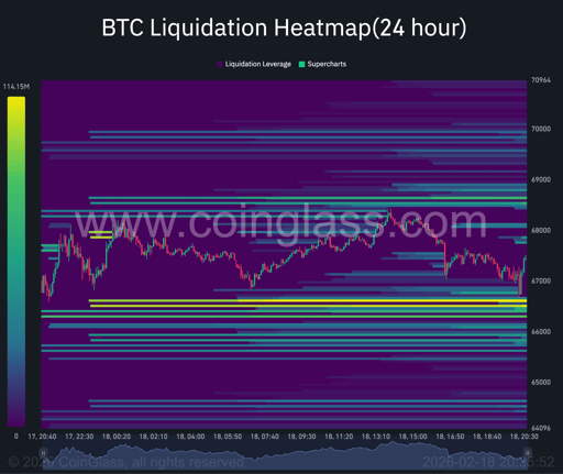 Graphique de la liquidité sur 24 heures de Bitcoin.